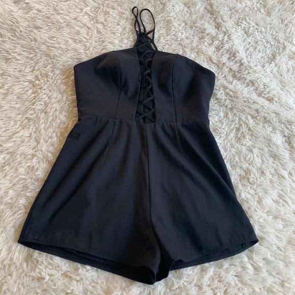 NBD Pants - ❌SOLD❌ NBD x Revolve Black Lace Up Romper